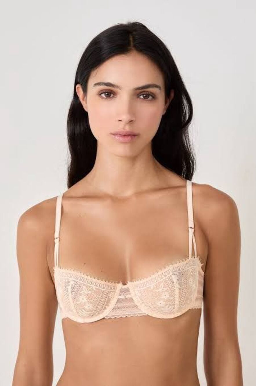 Etam Bra N.9 Lace Balconette Unlined Bra Blush Pink 32DD